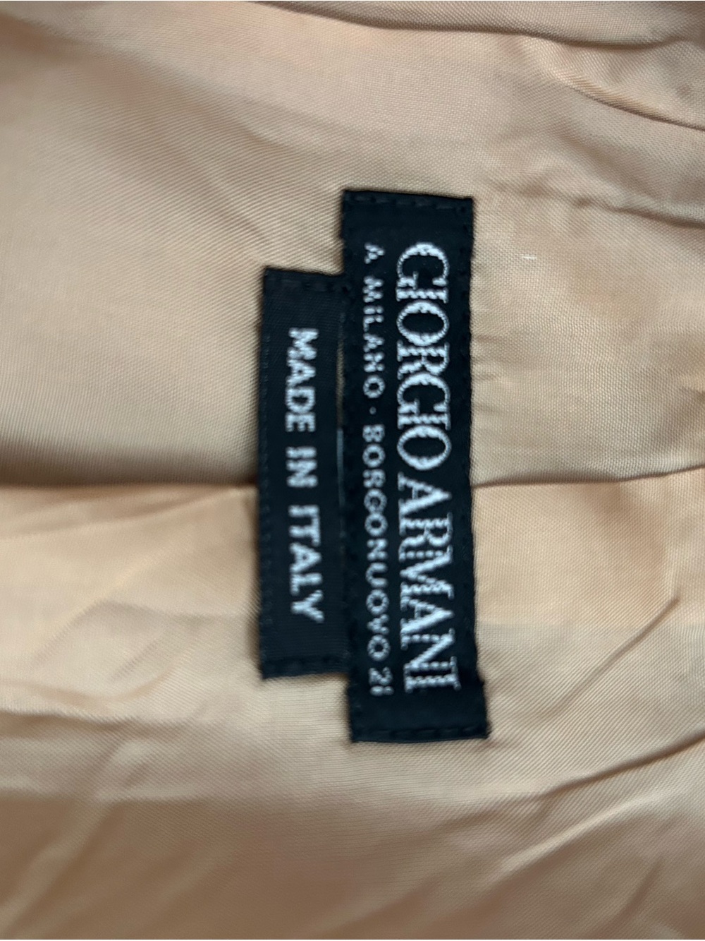 Vintage 1990s Giorgio Armani Round-Neck Button Blazer, 100% Camel Wool, Size M - Picture 5 of 11
